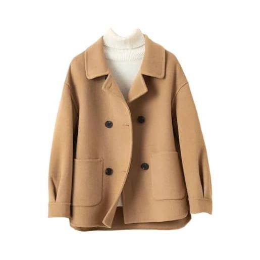 Generic autunno inverno cappotto donne 100% lana cappotto femminile giacca corta primavera cashmere outwear cardigan vestiti, giallo, m