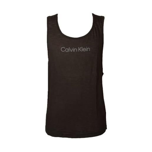 Calvin Klein canottiera uomo ck canotta cotone e lino con stampa logo articolo km0km01009 tank, beh pvh black, m