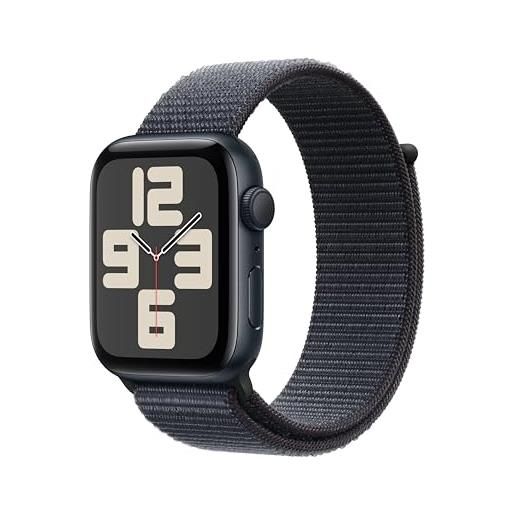 Apple watch se (2ª gen. ) gps 44 mm smartwatch con cassa in alluminio mezzanotte e cinturino sport loop inchiostro. Tracker per fitness e sonno, app battito, rilevamento incidenti, carbon neutral
