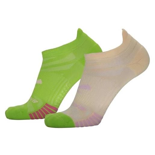 Brooks 280496351 ghost lite no show 2-pack calzini unisex adulto sand/lime green & lime green taglia 35