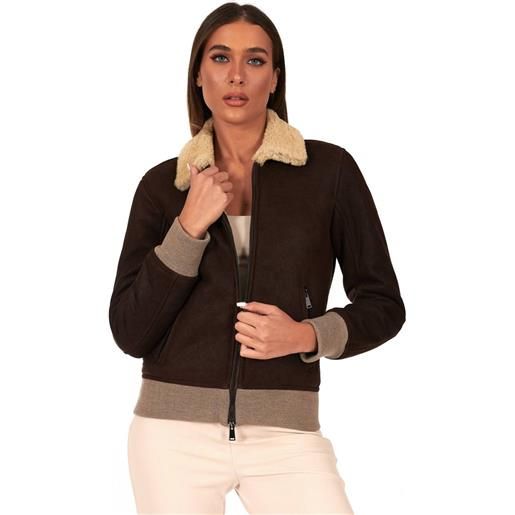 D'Arienzo bomber in montone testa di moro colletto a contrasto D'Arienzo