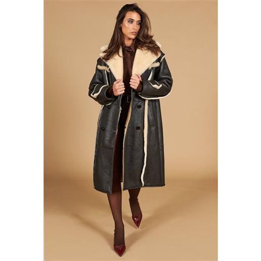 D'Arienzo cappotto in montone testa di moro doppiopetto effetto vintage D'Arienzo