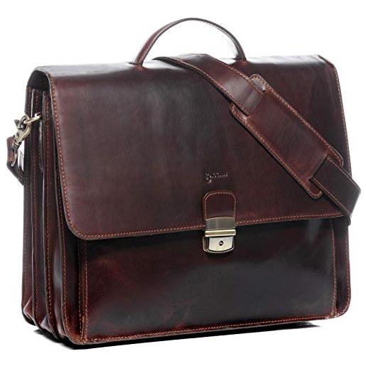 BACCINI cartella portadocumenti vera pelle vintage luca grande xl i borsa tracolla università ufficio lavoro uomo 15 pollici i borsa ventiquattrore porta pc marrone