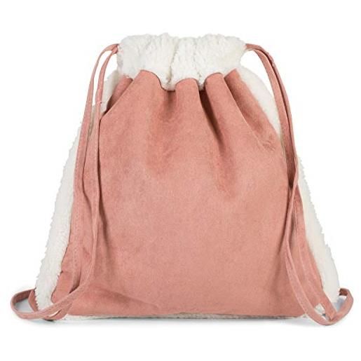 styleBREAKER zaino a sacco con superficie morbida, orlata e foderata con teddyfell, zaino, sacco, unisex 02012309, colore: rosa antico vecchio