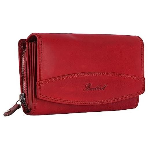 Benthill donna portafoglio leather xxl - portamoneta grande con protezione rfid - portafoglio donna vintage in vera pelle con confezione regalo, color: rosso