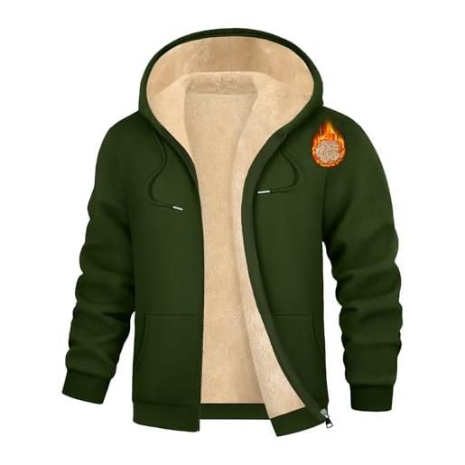 TOMEEK felpa uomo con cappuccio felpa in pile invernale e zip manica lunga giacca con tasche termica casual hoodie fleece giubbotto essentials e cerniera sweatshirt(blu, xxl)