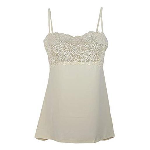 dolcecasabiancheria top spalla stretta in pizzo e micromodal tramonte articolo splendid 712 avorio (4/l)