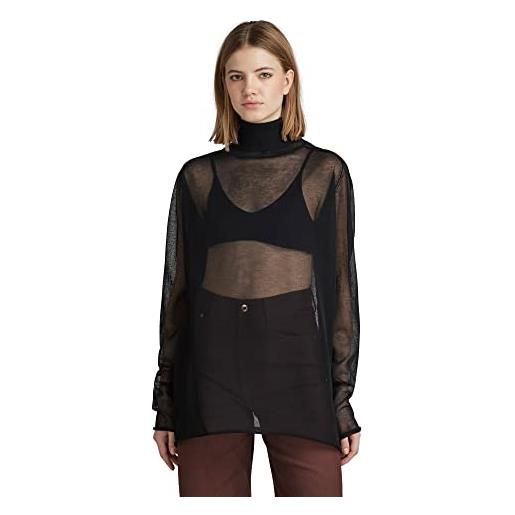 G-STAR donna sheer loose turtle knitted sweater, nero (dk black d22535-d140-6484), s