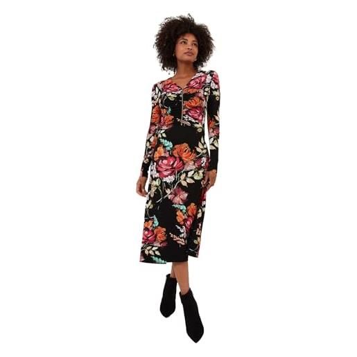 Joe Browns zip-front floral midi jersey dress vestito casual, nero, 44 donna