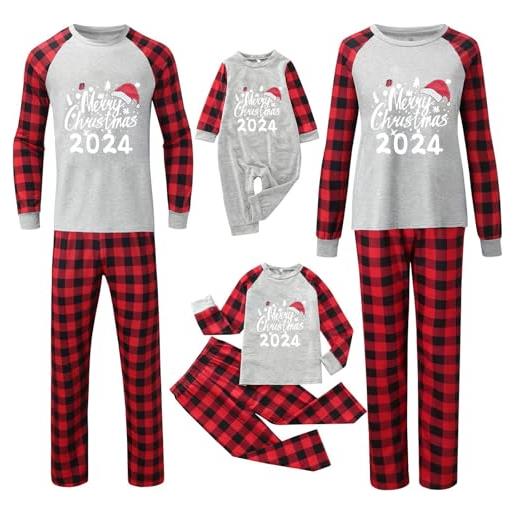 MJGkhiy pigiama natale famiglia set manica lunga stampati top + pantaloni lunghi sleepwear natalizio due pezzi pupazzo di neve completo pigiama natale famiglia per neonato bambino papà mamma