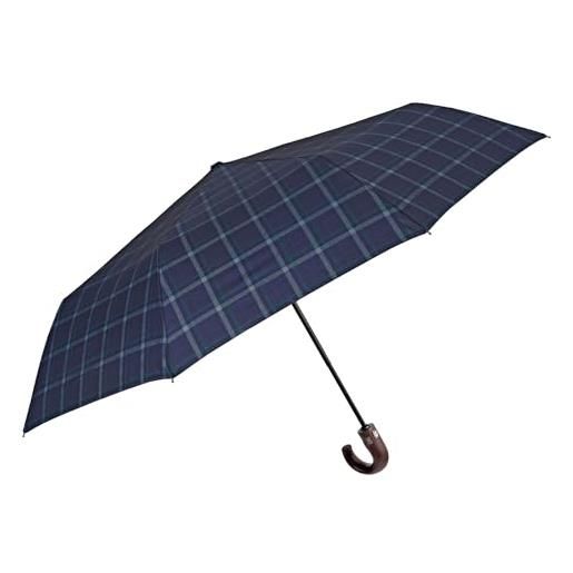 PERLETTI ombrello pieghevole antivento uomo - ombrellino compatto resistente ultra leggero adulto - ombrello apertura e chiusura automatica da viaggio - diametro 104 cm (scozzese blu)