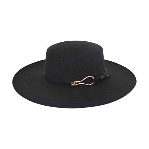 QWUVEDS cappelli fedora uomo donna elegante secchio di lana inverno 1920, cloche, cappelli bowler, melone in velluto, cilindro piatto, cappelli a tesa larga e cappelli uomo, nero , taglia unica