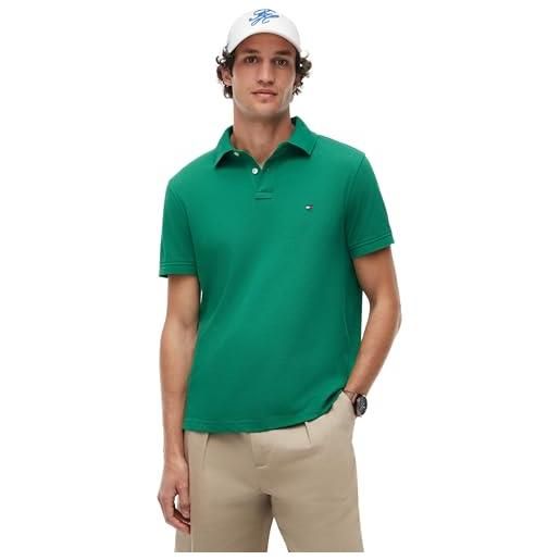 Tommy Hilfiger uomo maglietta polo maniche corte regular fit con chiusura con bottoni, blu (preppy navy), xs