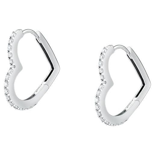 Morellato orecchini donna in argento 925‰ riciclato a cerchio, collezione tesori, forma cuore - saiw256