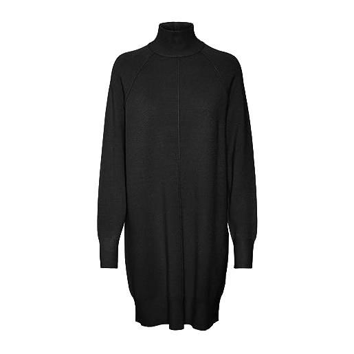VERO MODA vmgold link ls short collo highneck dress boo vestito, nero, s donna