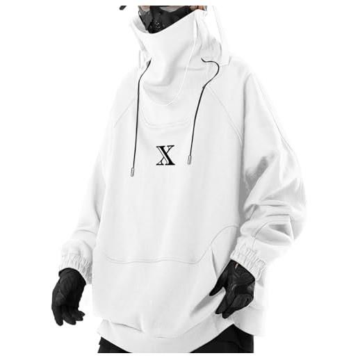 Eocicvvi felpa uomo senza cappuccio collo alto cyberpunk felpe manica lunga pullover bianco nero hoodies invernale sweatshirt