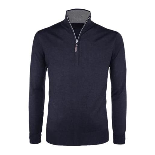VEQUÈ maglione uomo lana cashmere invernale mezza zip maglia maglioncino casual cardigan pullover classico elegante (it, testo, xl, regular, regular, royal)