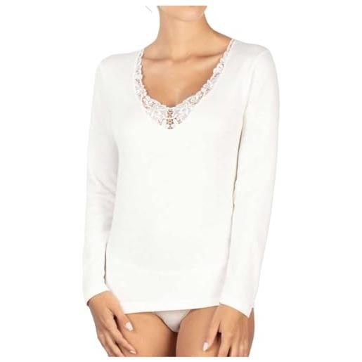 3 Maglie Intime Donna In Puro Cotone - Made In Italy Con Pizzo E Manica Corta - Foto 2