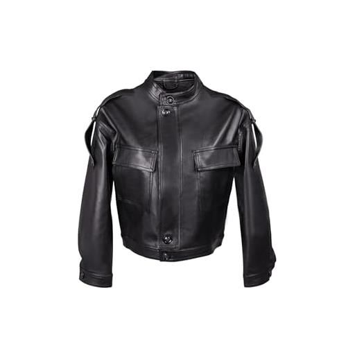 QUEEN HELENA giacca di pelle leggera giacchetta biker giubbino corto casual donna y4007 (it, testo, s, regular, regular, nero)