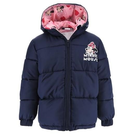 Disney minnie mouse cappotto da ragazze, giacca imbottita calda e morbida, cappotto con cappuccio per bambina, design cappotto minnie blu, taglia 3 anni, blu