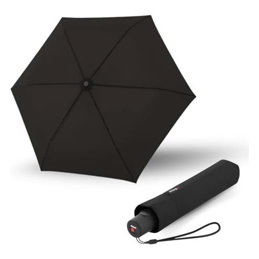 Knirps ombrello c. 250 light duomatic black con borsa portaombrelli, ombrello tascabile con funzione duomatic, apertura-chiusura automatica, ombrello tascabile con pulsante, ombrello automatico