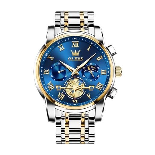 Orologio Uomo Acciaio Inox Quarzo – Quadrante 41 Mm Con Numeri Romani, Diamanti, Giorno E Data, Impermeabile 30m, Regalo - 4