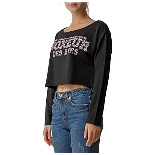 BOXEUR DES RUES - loose fit cropped sweatshirt, donna, nero, s