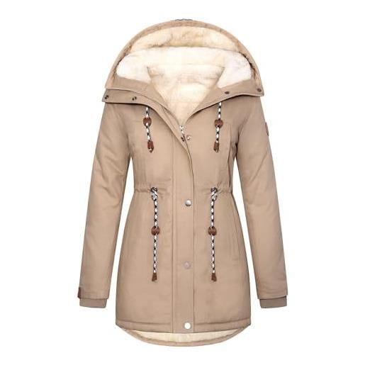 TOMEEK parka giubbotto donna invernale giacca con cappuccio lungo caldo cappotto donna felpe pile con zip elegante con tasche imbottito moda(grigio scuro, m)