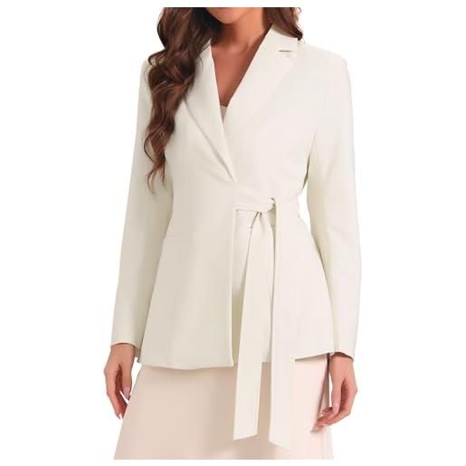 Allegra K donna blazer a bottone singolo per giacca da lavoro da ufficio con risvolto a maniche lunghe con cintura grigio scuro s