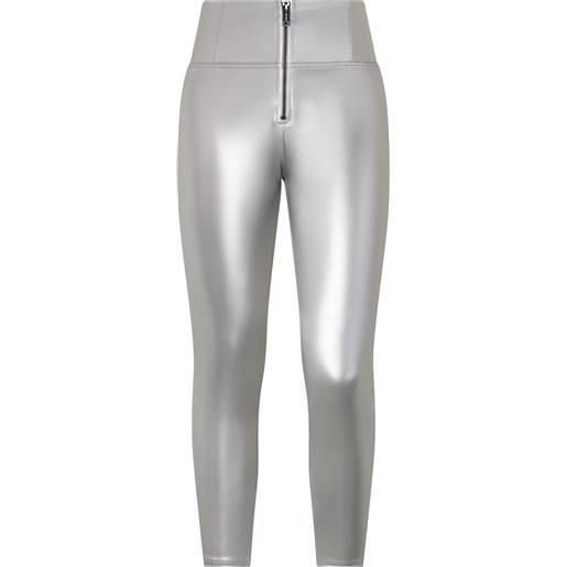 Freddy pantaloni wr. Up® 7/8 vita alta in similpelle metallizzata