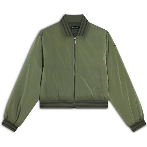 Freddy bomber in nylon navetta con zip e dettagli in costina rigata