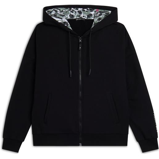 Freddy felpa donna comfort con zip e cappuccio con interno maculato