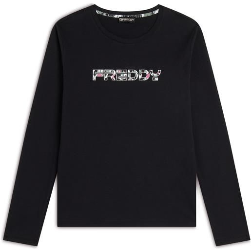 Freddy t-shirt donna manica lunga in jersey con logo maculato
