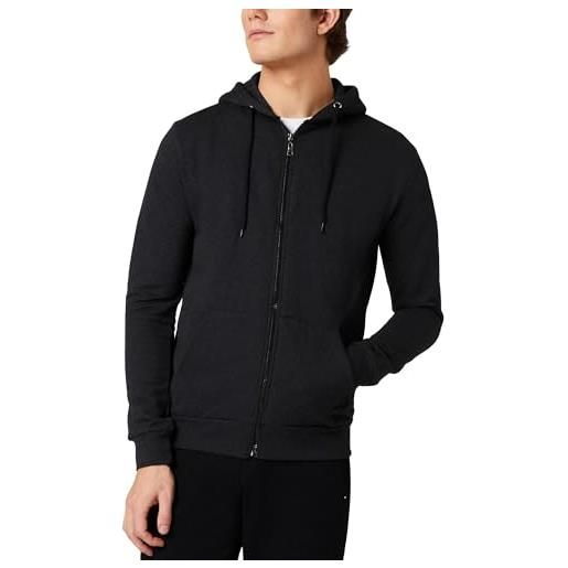 FM London, felpa da uomo con cappuccio e zip e fodera in pile, grigio, xl