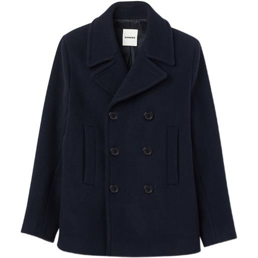 SANDRO cappotto dritto in misto lana - blu