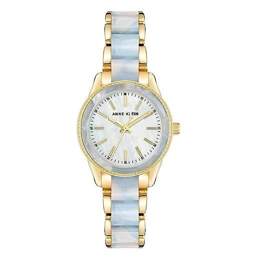 Anne Klein - orologio da donna con cinturino a bracciale in resina, azzurro/oro