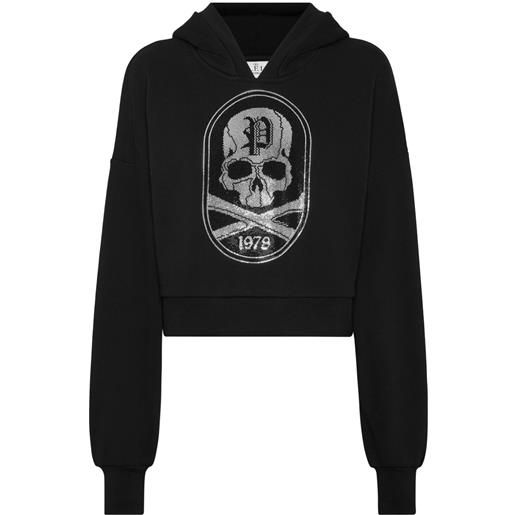 Philipp Plein felpa con cappuccio skull&bones - nero