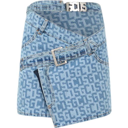 GCDS gonna denim con monogramma - blu