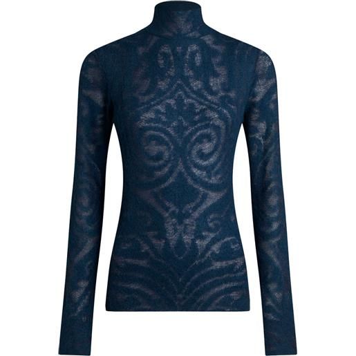 ETRO maglione jacquard a collo alto - blu