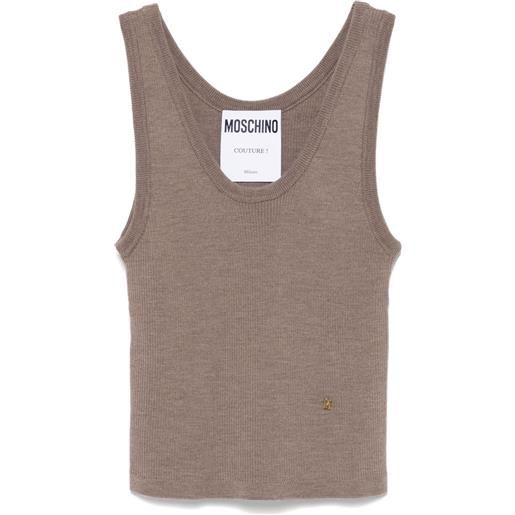 Moschino top con scritta logo - toni neutri