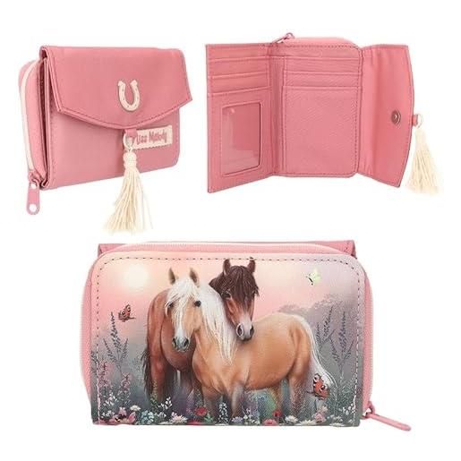 Depesche miss melody florales - portafoglio in poliestere, motivo: cavalli, colore: rosa, rosa. , s, moderno
