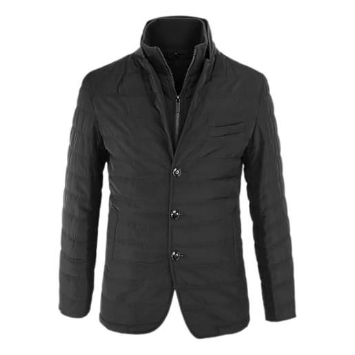 VEQUÈ giubbotto uomo invernale giacca imbottita casual maniche lunghe zip giubbino sartoriale giaccone elegante piumino (it, testo, l, regular, regular, nero)