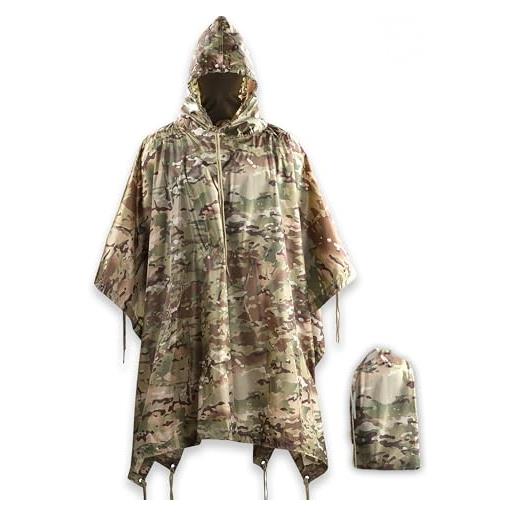 M-Tac poncho antipioggia tattico - poncho militare militare - impermeabile ripstop campeggio escursionismo caccia all'aperto poncho pioggia, verde, taglia unica