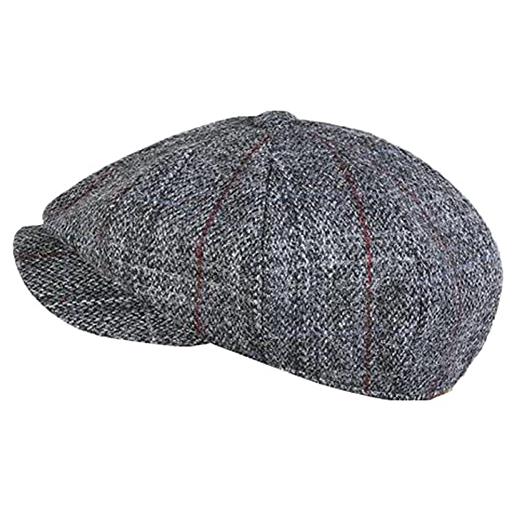 Heavyoff uomo baschi scozzesi coppola berretto strillone gatsby tweed cappello grigio 1 large