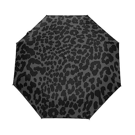GAIREG ombrello da viaggio leopardato grigio scuro antivento apertura automatica chiudi pieghevole pieghevole ombrello compatto per pioggia