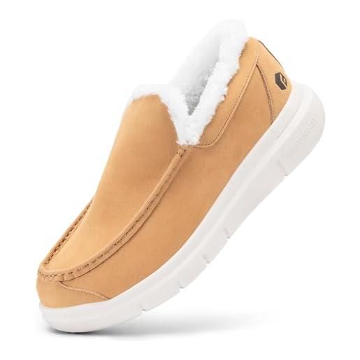 FitVille pantofole donna inverno fodera calda peluche scarpe invernali comode castagno 40 eu larga