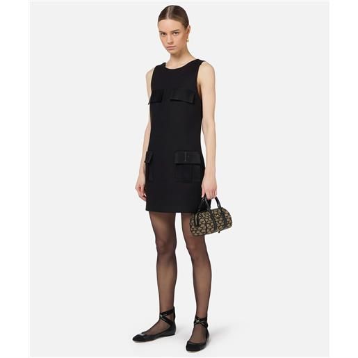 ELISABETTA FRANCHI miniabito boxy in crêpe con tasche