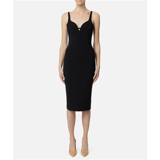 ELISABETTA FRANCHI abito midi in crêpe stretch taglio coppe