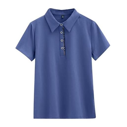 Monissy polo donna maniche corte t shirt donna manica corta polo donna magliette polo donna maglietta donna manica corta cotone classica porosità assorbente affari atletico casuale blu l