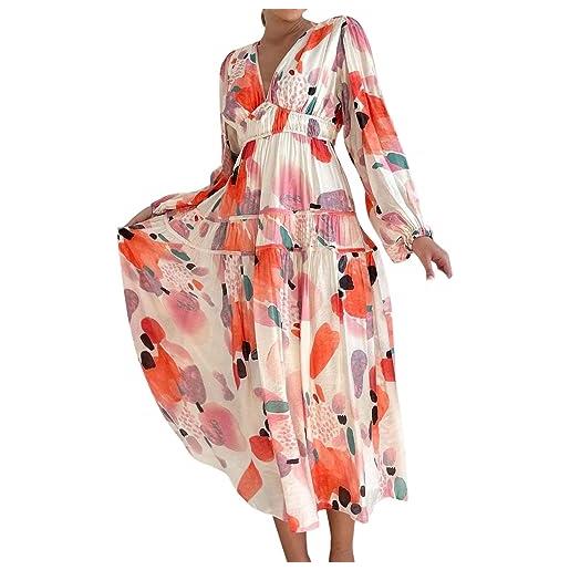 Cocila abito smanicato mare donna vestiti premaman eleganti da cerimonia vestito donna con tasche vestito estivo donna rosa vestito damigella donna xs abito in seta donna elegante (orange, m)